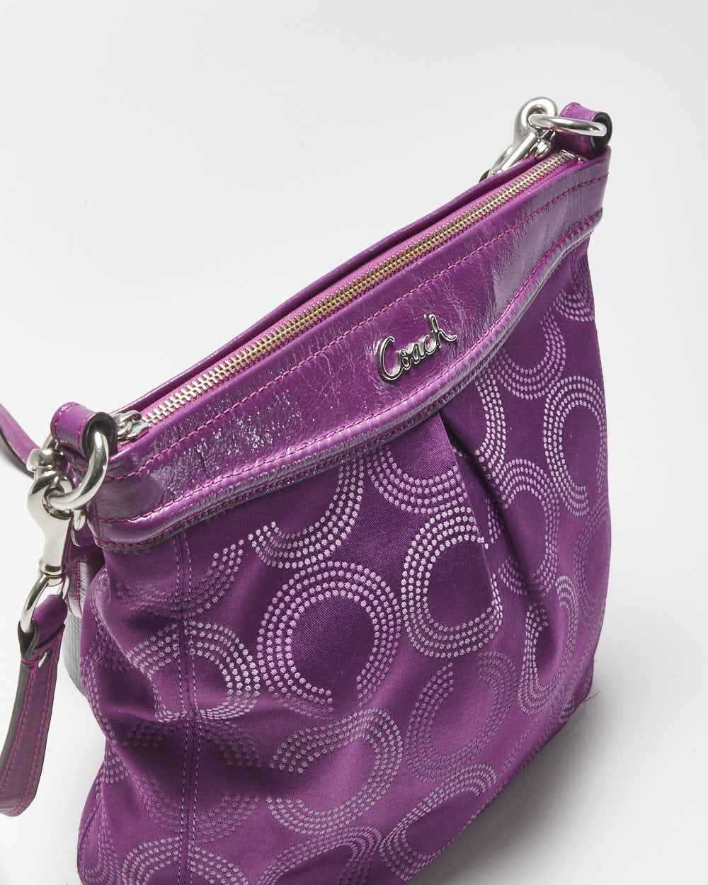Vintage Y2K 00s Coach Ashley Dotted Op Art Signature Satin Shoulder / Crossbody Bag