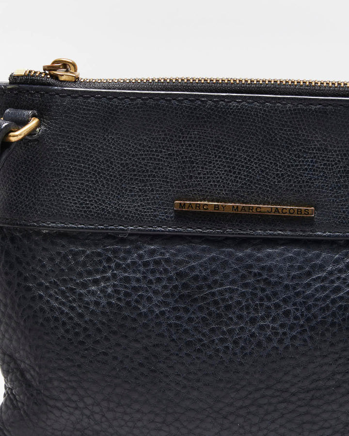 Vintage Y2K 00s Marc By Marc Jacobs Navy Pebble Leather Crossbody Bag