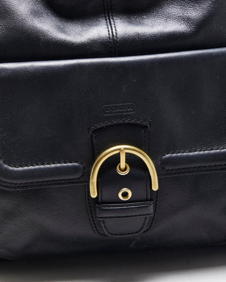 Vintage Y2K 00s Coach Campbell Hobo Black Leather Shoulder Bag