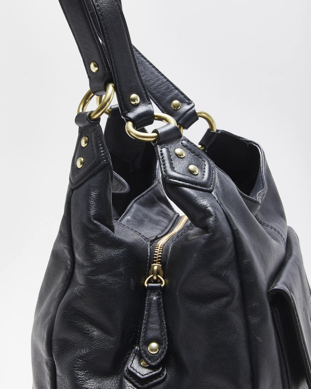 Vintage Y2K 00s Coach Campbell Hobo Black Leather Shoulder Bag