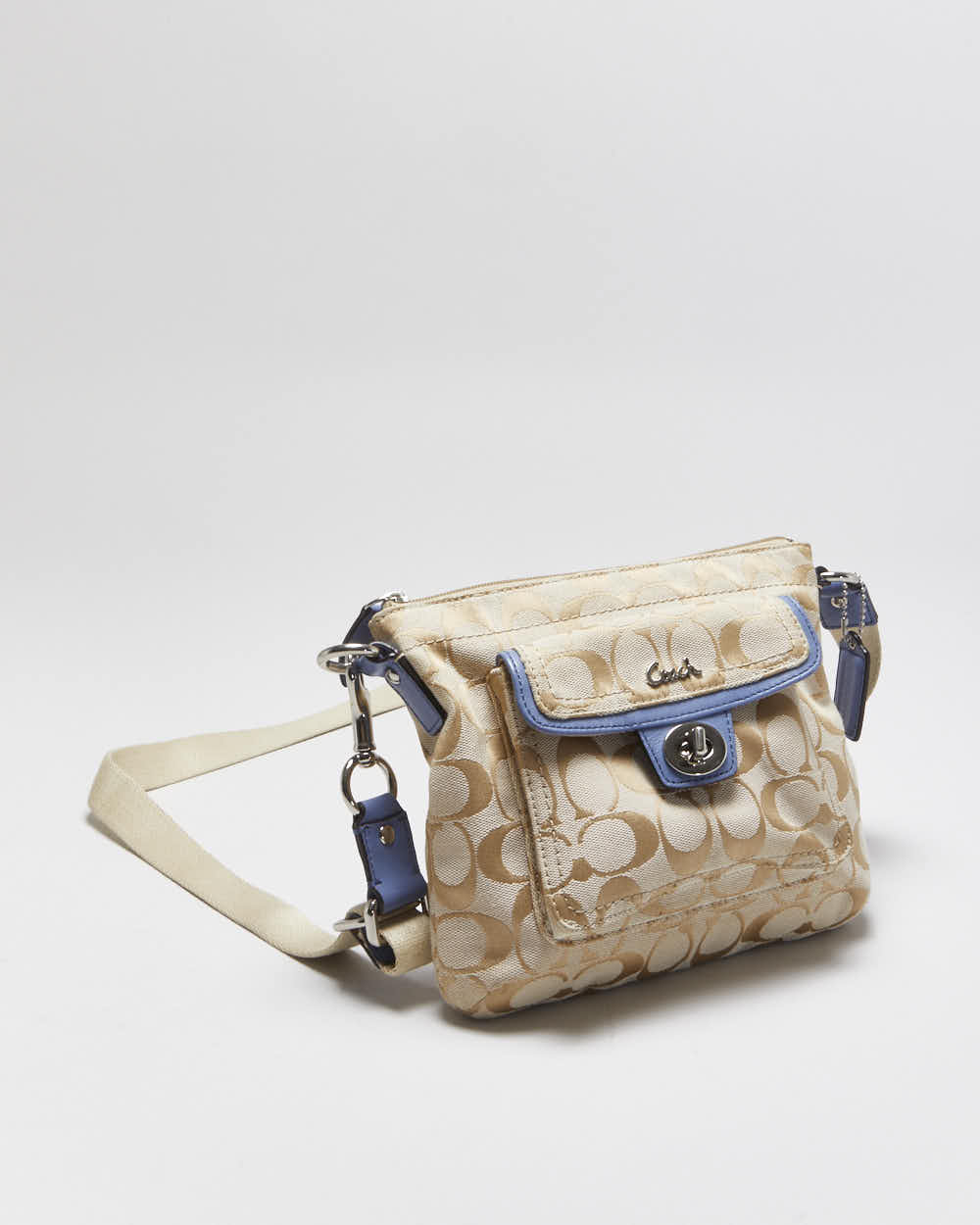 Vintage Y2K 00s Coach Hampton Signature Swingpack Canvas Crossbody Bag