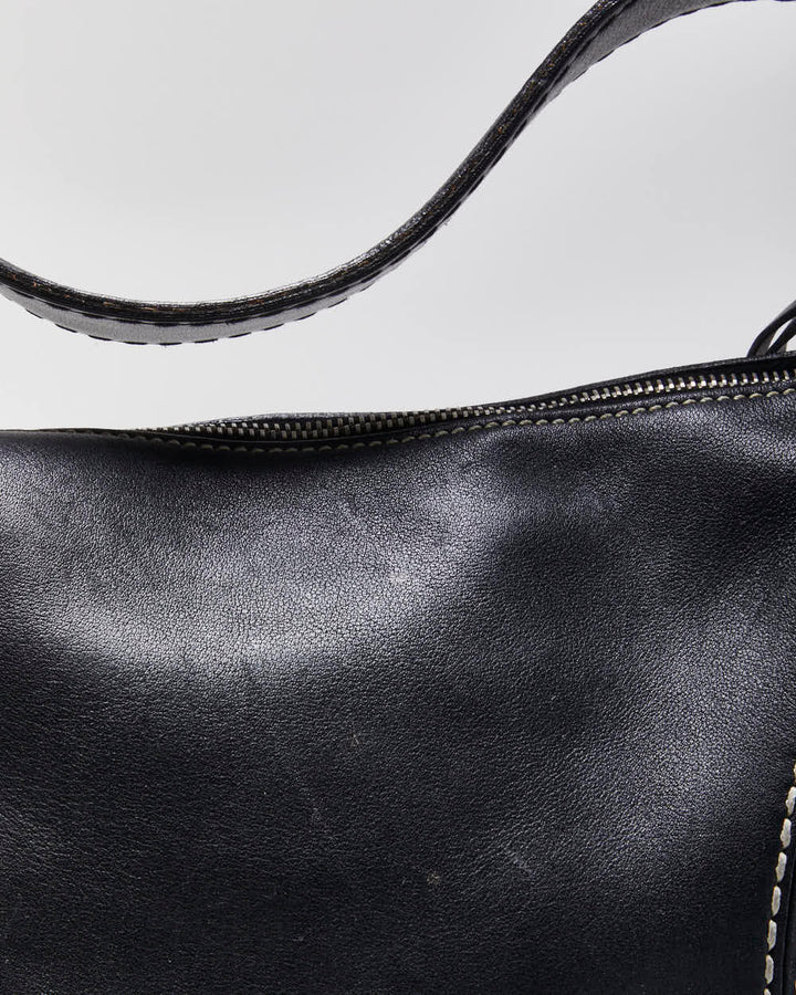 Vintage Tod's Leather Contrast Stitch Handbag