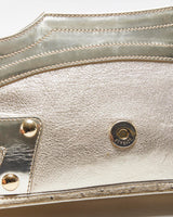 Vintage Versace La Medusa Ostrich Leather Metallic Baguette Shoulder Bag