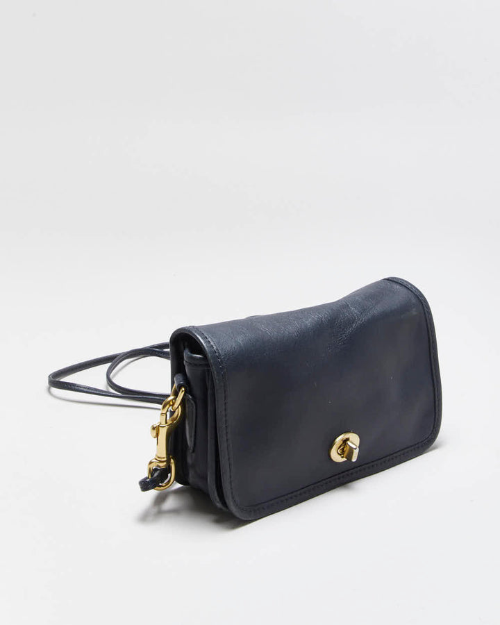 Vintage Coach Penny Pocket Navy Leather Flap Crossbody Shoulder Bag