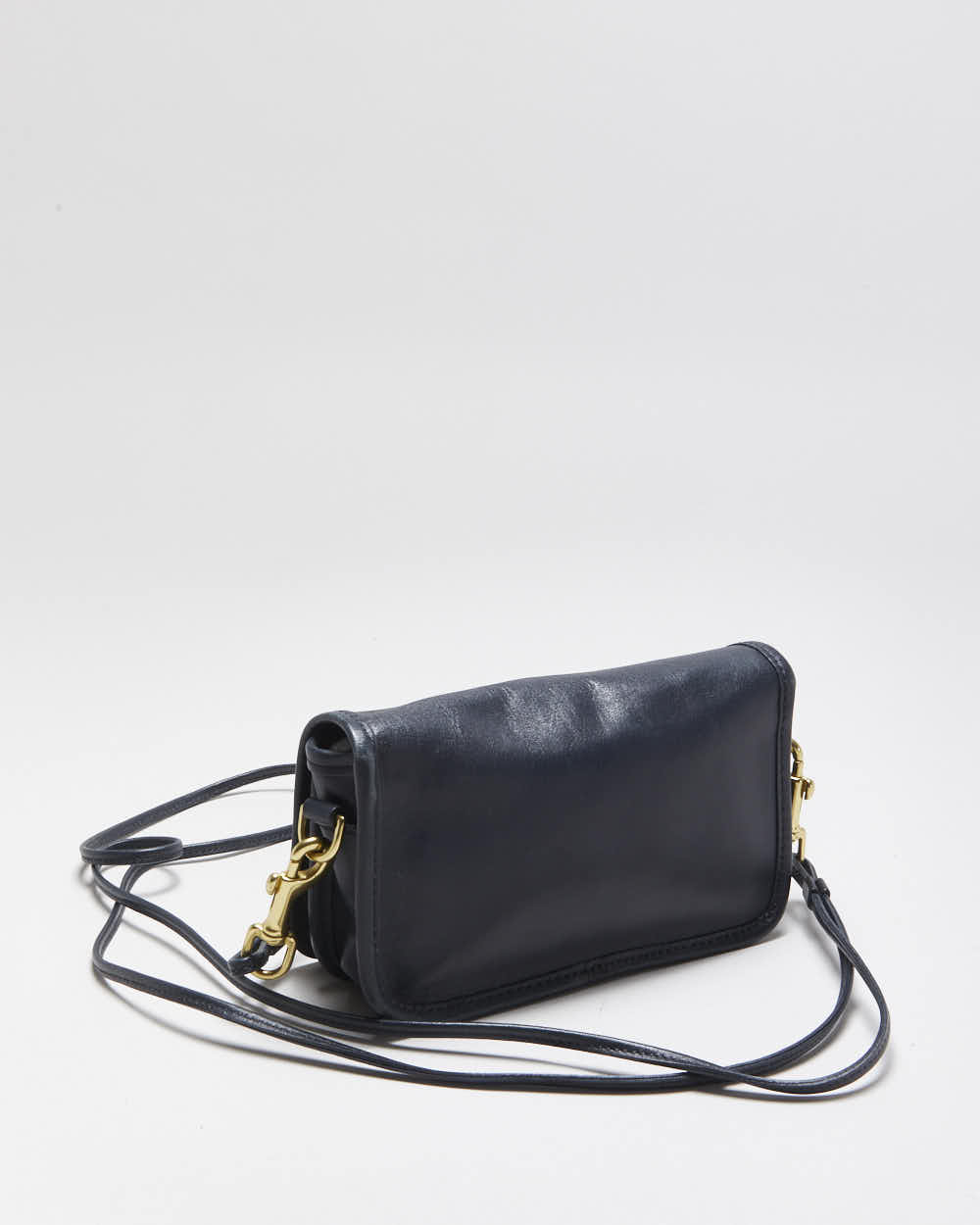 Vintage Coach Penny Pocket Navy Leather Flap Crossbody Shoulder Bag