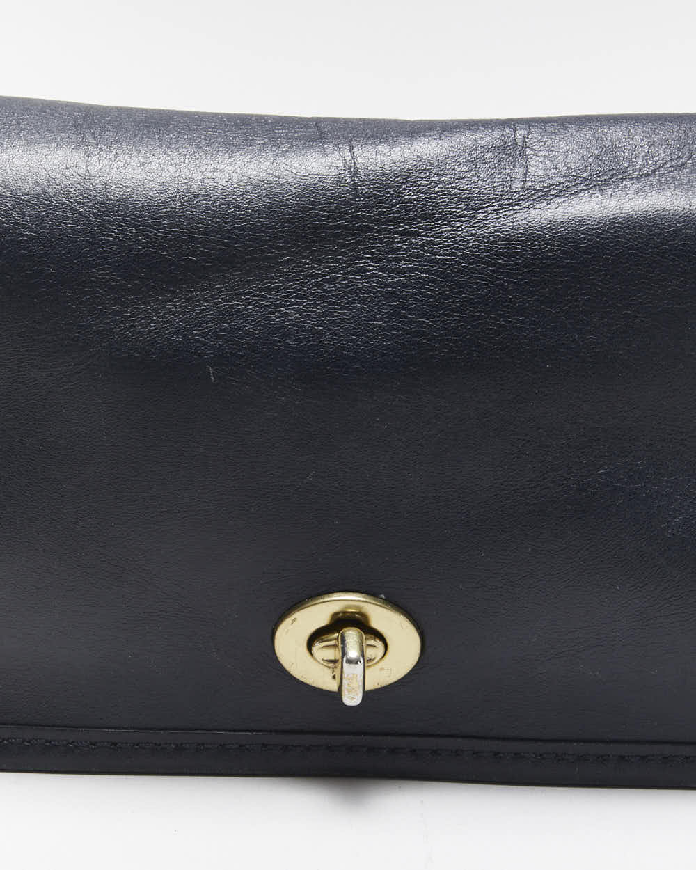 Vintage Coach Penny Pocket Navy Leather Flap Crossbody Shoulder Bag