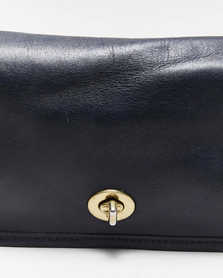 Vintage Coach Penny Pocket Navy Leather Flap Crossbody Shoulder Bag
