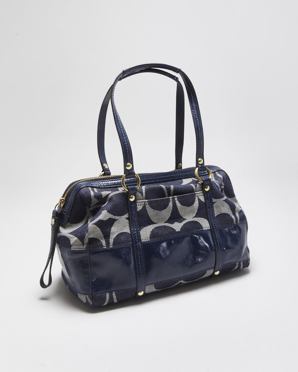 Vintage Y2k 00s Coach Denim Barrel Handbag