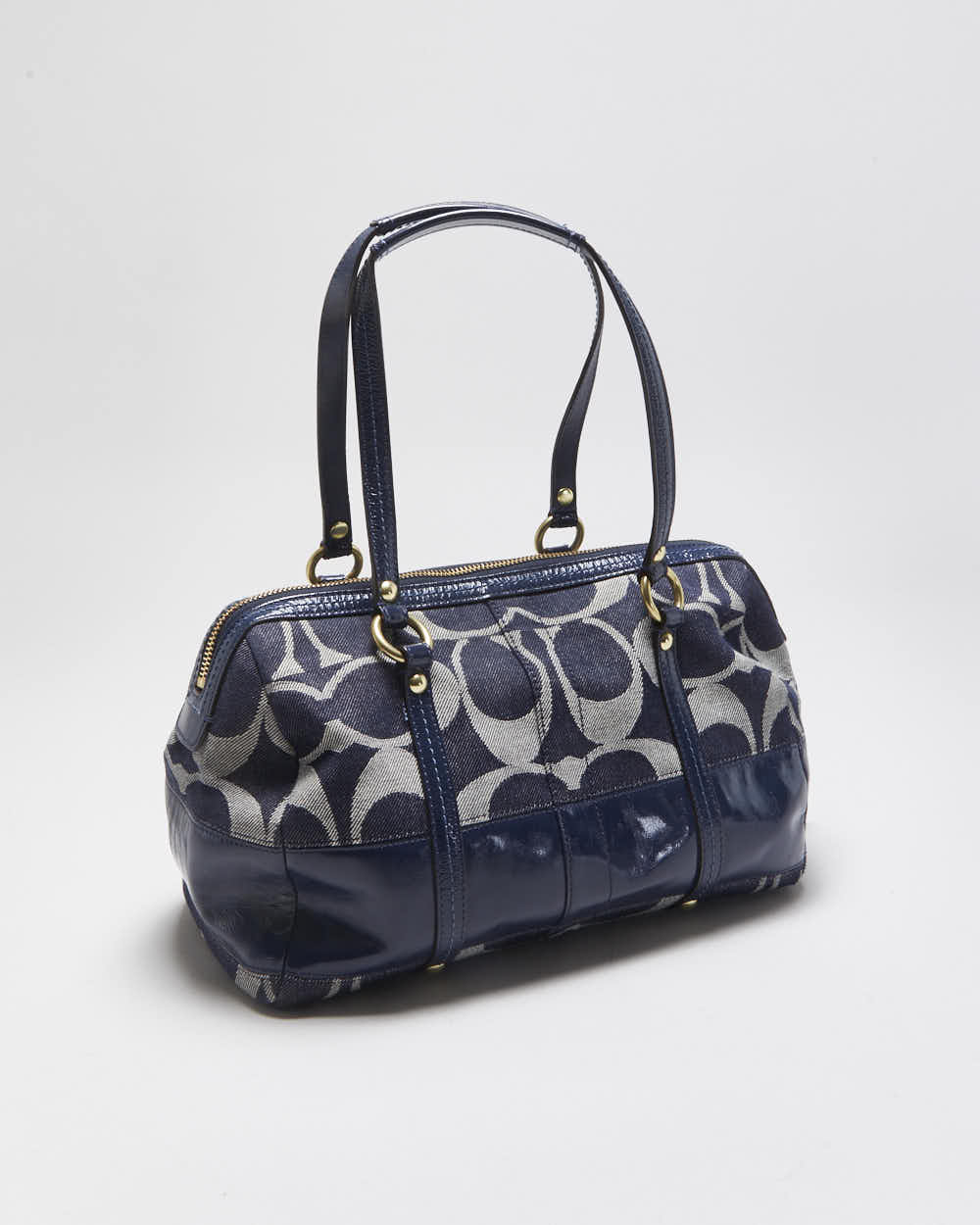 Vintage Y2k 00s Coach Denim Barrel Handbag