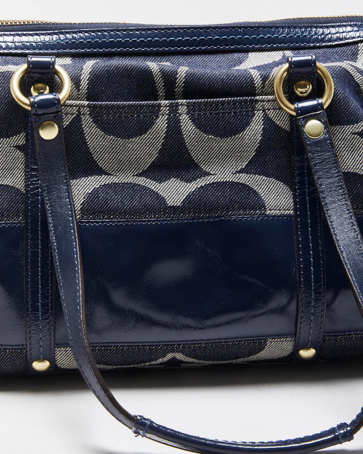 Vintage Y2k 00s Coach Denim Barrel Handbag
