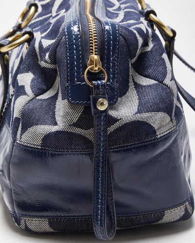 Vintage Y2k 00s Coach Denim Barrel Handbag