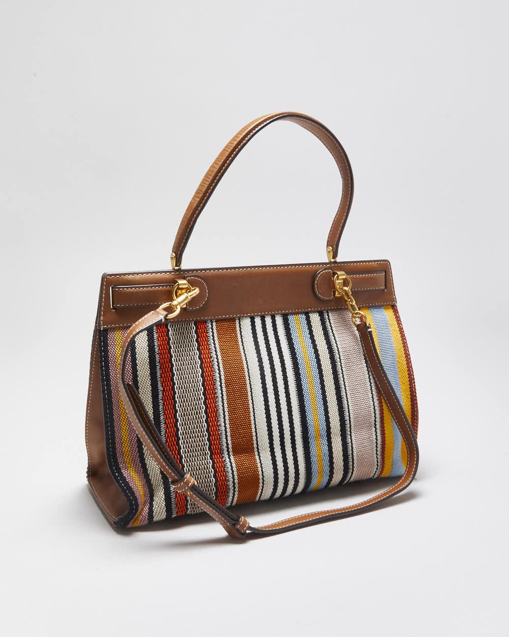 Tory Burch Lee Radziwill Webbing Patchwork Handbag