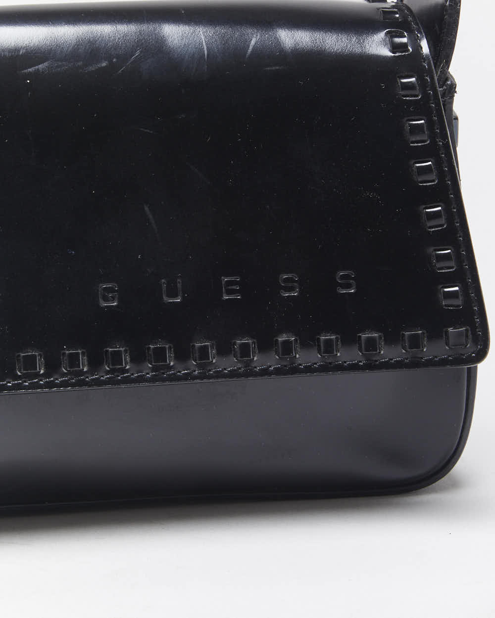 Vintage Y2K 00s Guess Vegan Patent Leather Baguette Shoulder Bag