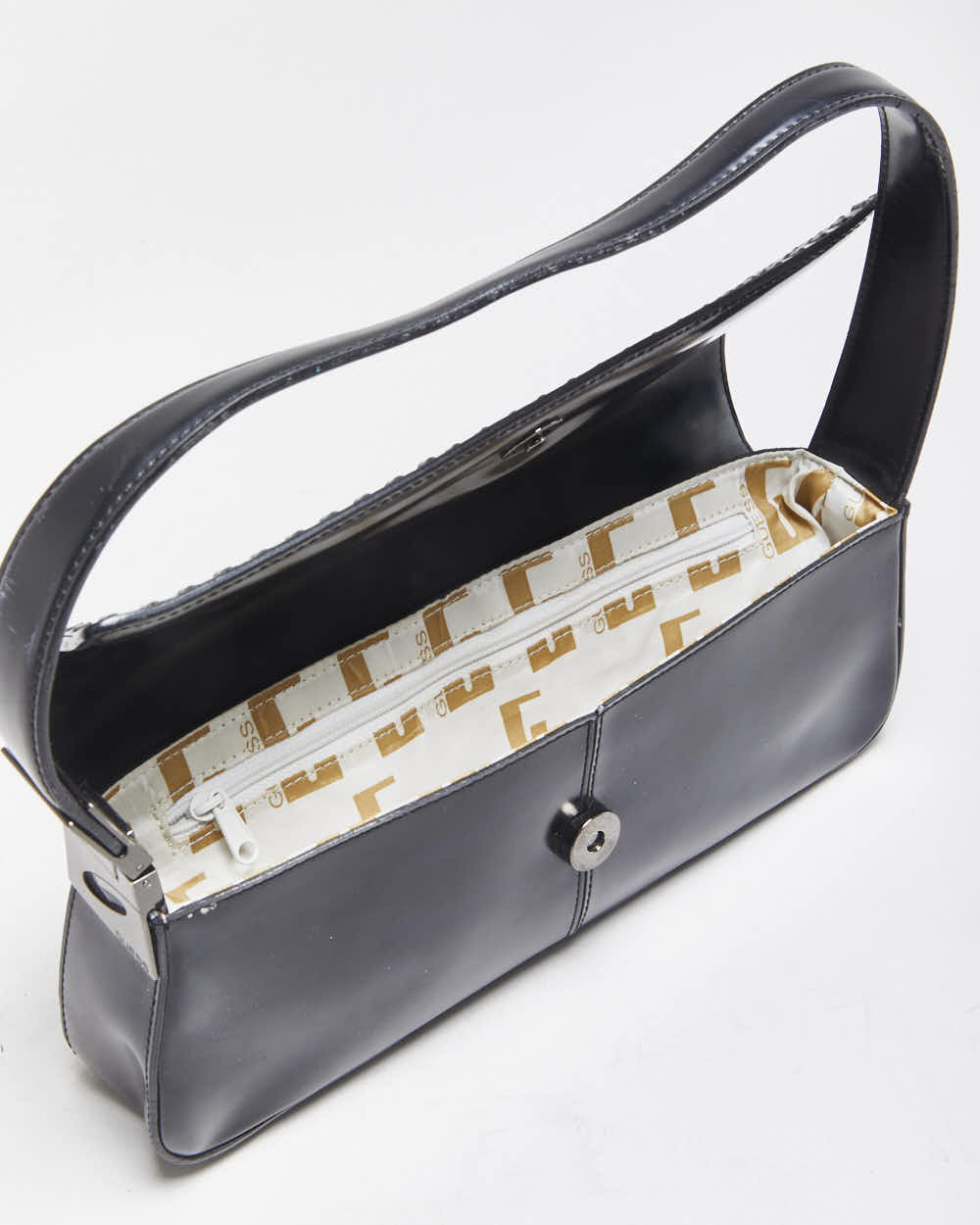 Vintage Y2K 00s Guess Vegan Patent Leather Baguette Shoulder Bag