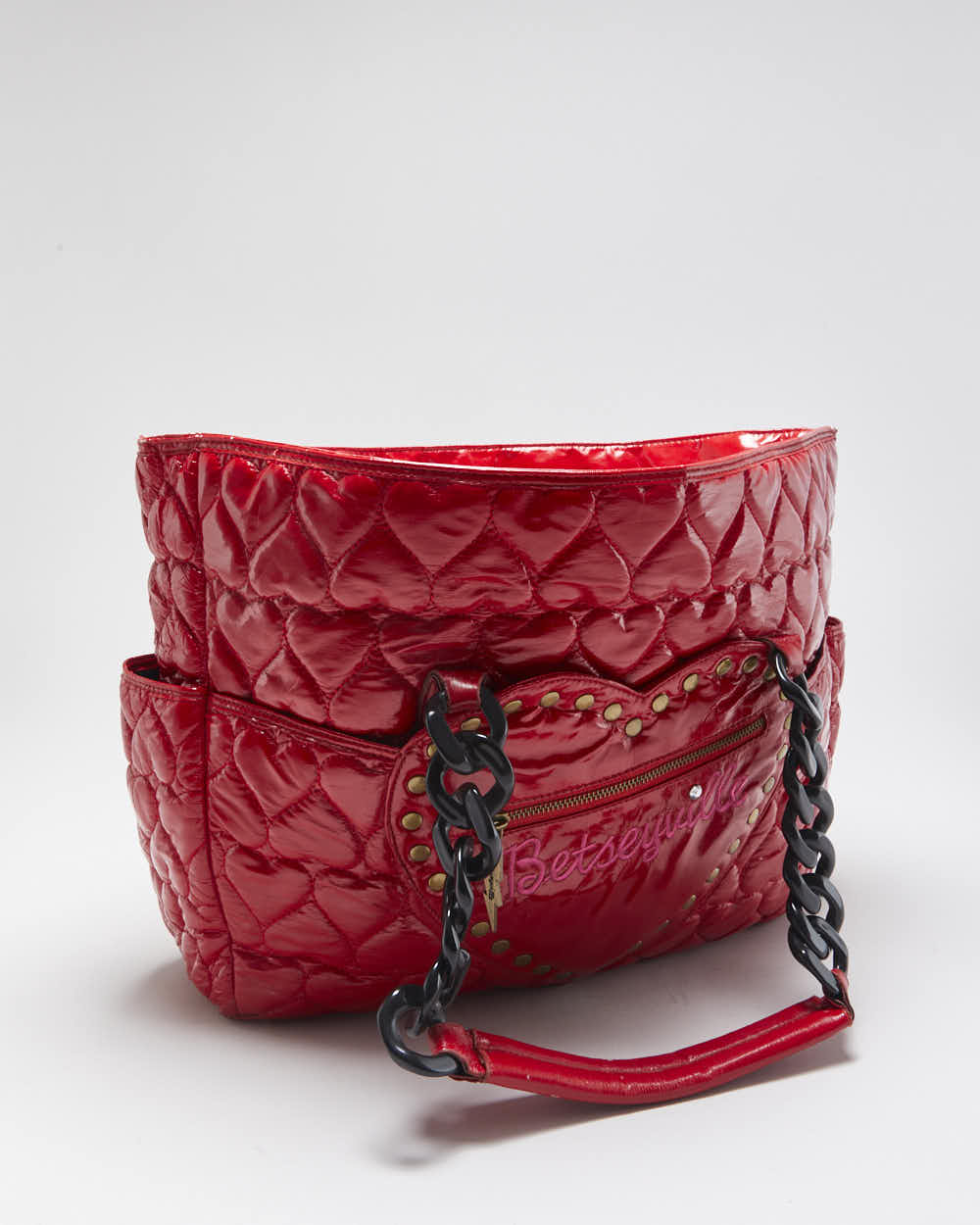Vintage Y2K 00s Betsey Johnson Betseyville Quilted Heart Shoulder Bag