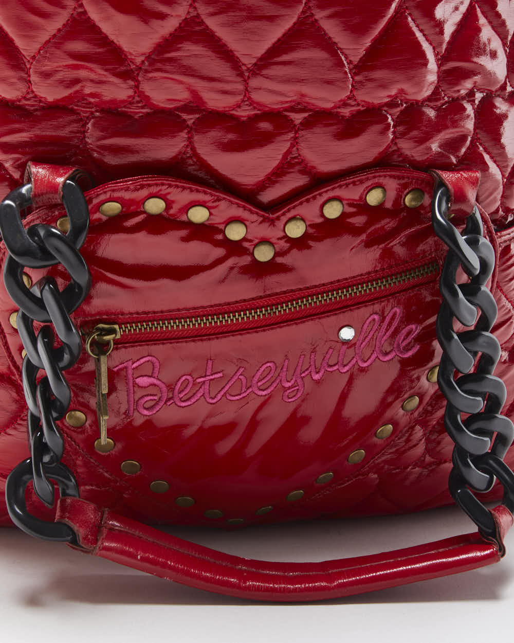Vintage Y2K 00s Betsey Johnson Betseyville Quilted Heart Shoulder Bag