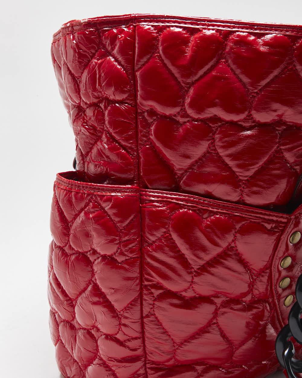 Vintage Y2K 00s Betsey Johnson Betseyville Quilted Heart Shoulder Bag