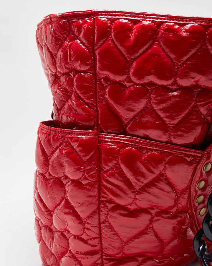 Vintage Y2K 00s Betsey Johnson Betseyville Quilted Heart Shoulder Bag