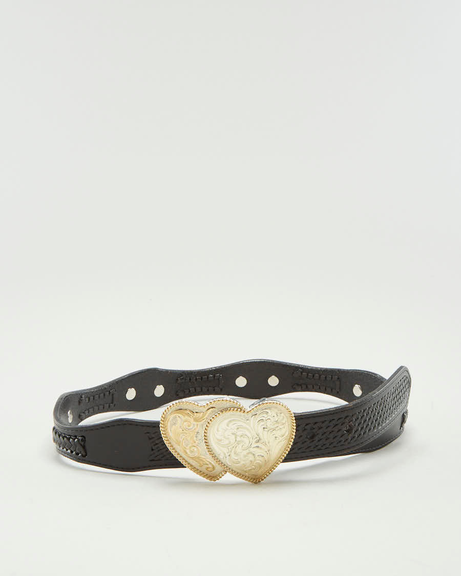 Vintage Leather &amp; Gold Western Love Heart Belt - W28
