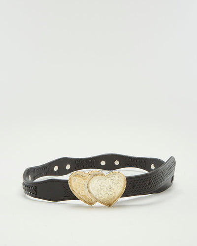 Vintage Leather & Gold Western Love Heart Belt - W28