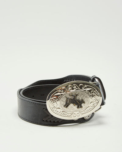 Vintage Wrangler Black & Silver Leather Cowboy Belt - W24