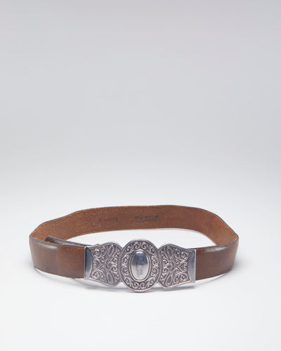 Silver Buckled Brown Leather Belt