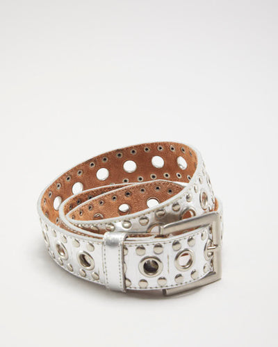 Vintage Silver Leather Belt
