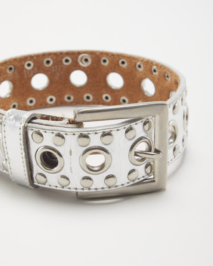 Vintage Silver Leather Belt
