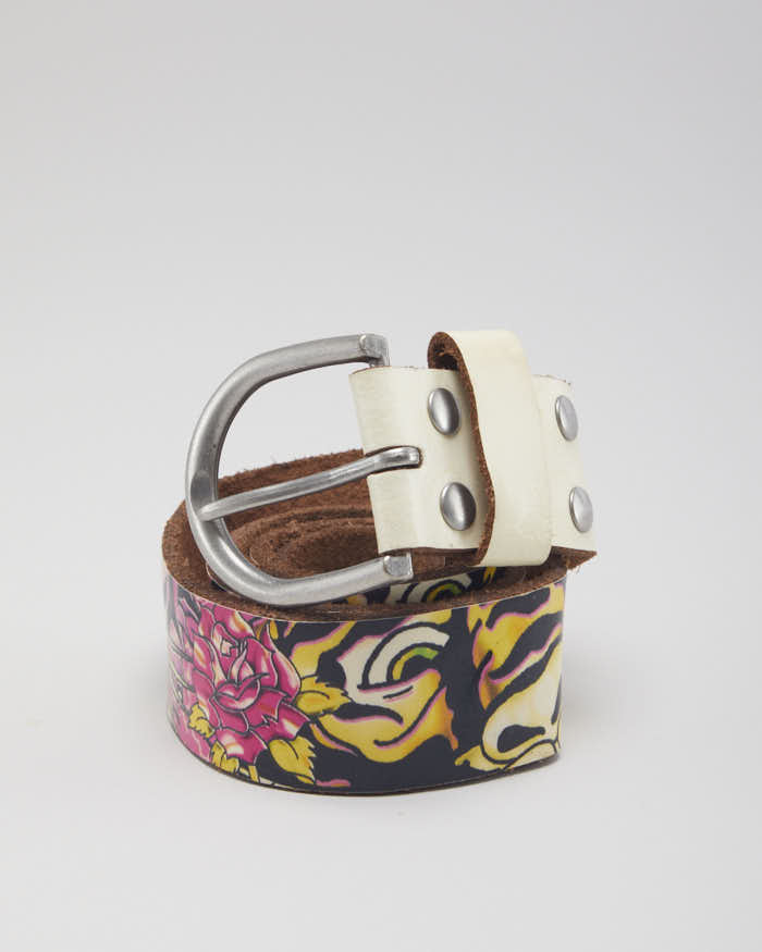 Y2k 00s Ed Hardy Leather Belt - W29-W35
