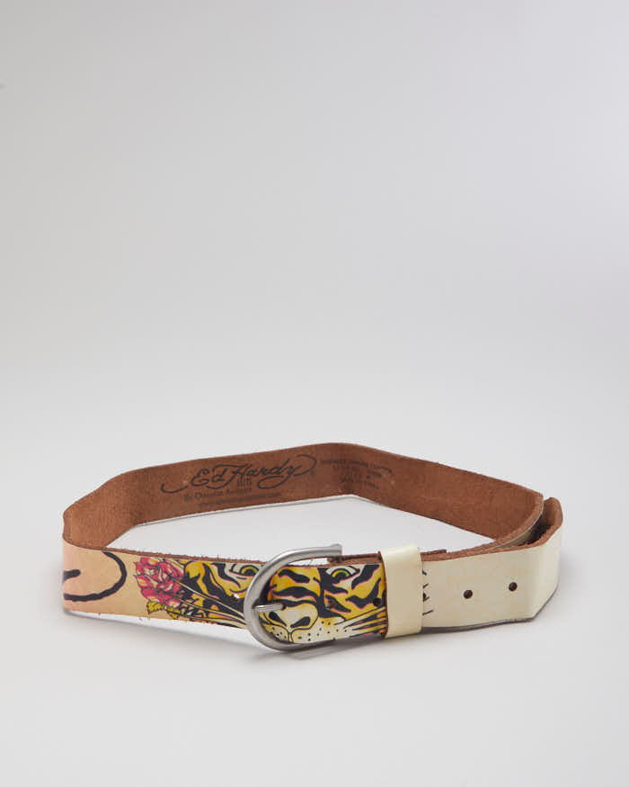 Y2k 00s Ed Hardy Leather Belt - W29-W35