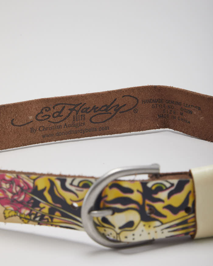Y2k 00s Ed Hardy Leather Belt - W29-W35