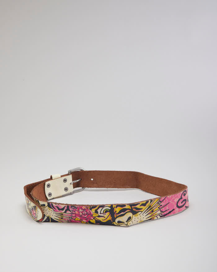 Y2k 00s Ed Hardy Leather Belt - W29-W35