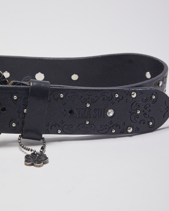 Vintage 90s/Y2K Anna Sui Patterned Ornate Buckle Belt - W31-35
