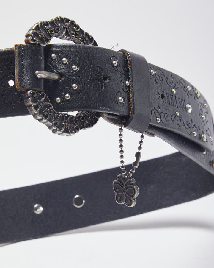 Vintage 90s/Y2K Anna Sui Patterned Ornate Buckle Belt - W31-35