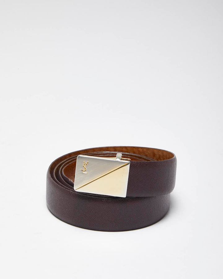 Vintage Yves Saint Laurent Brown Leather Belt - W33 - W37
