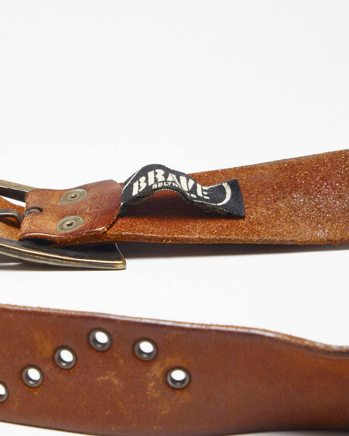 Vintage Brave Brown Leather Belt - W34 - W39