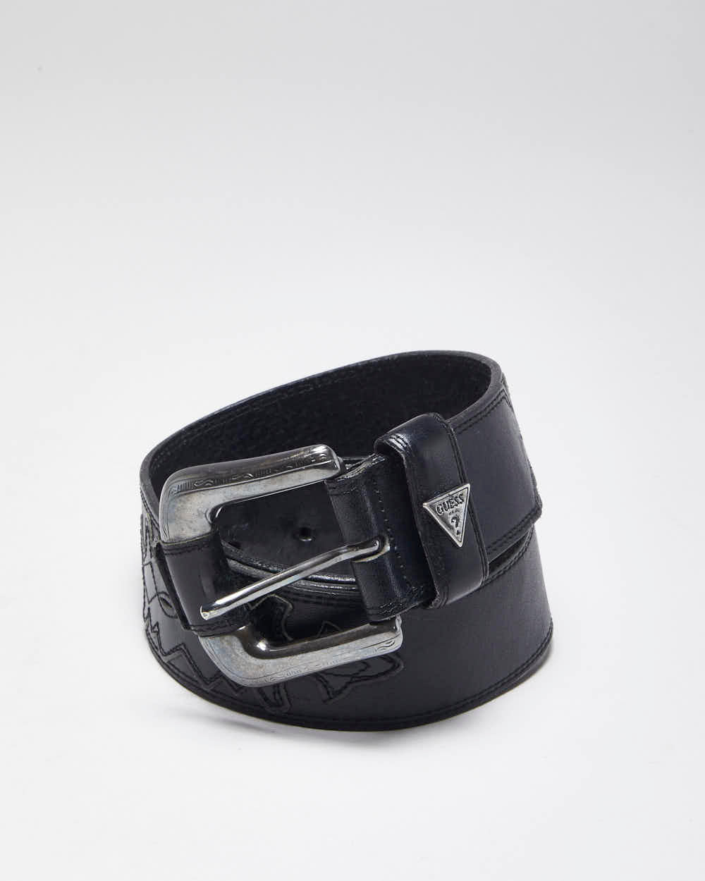 Vintage Y2k 00s Guess Black Leather Belt - W29 - W34