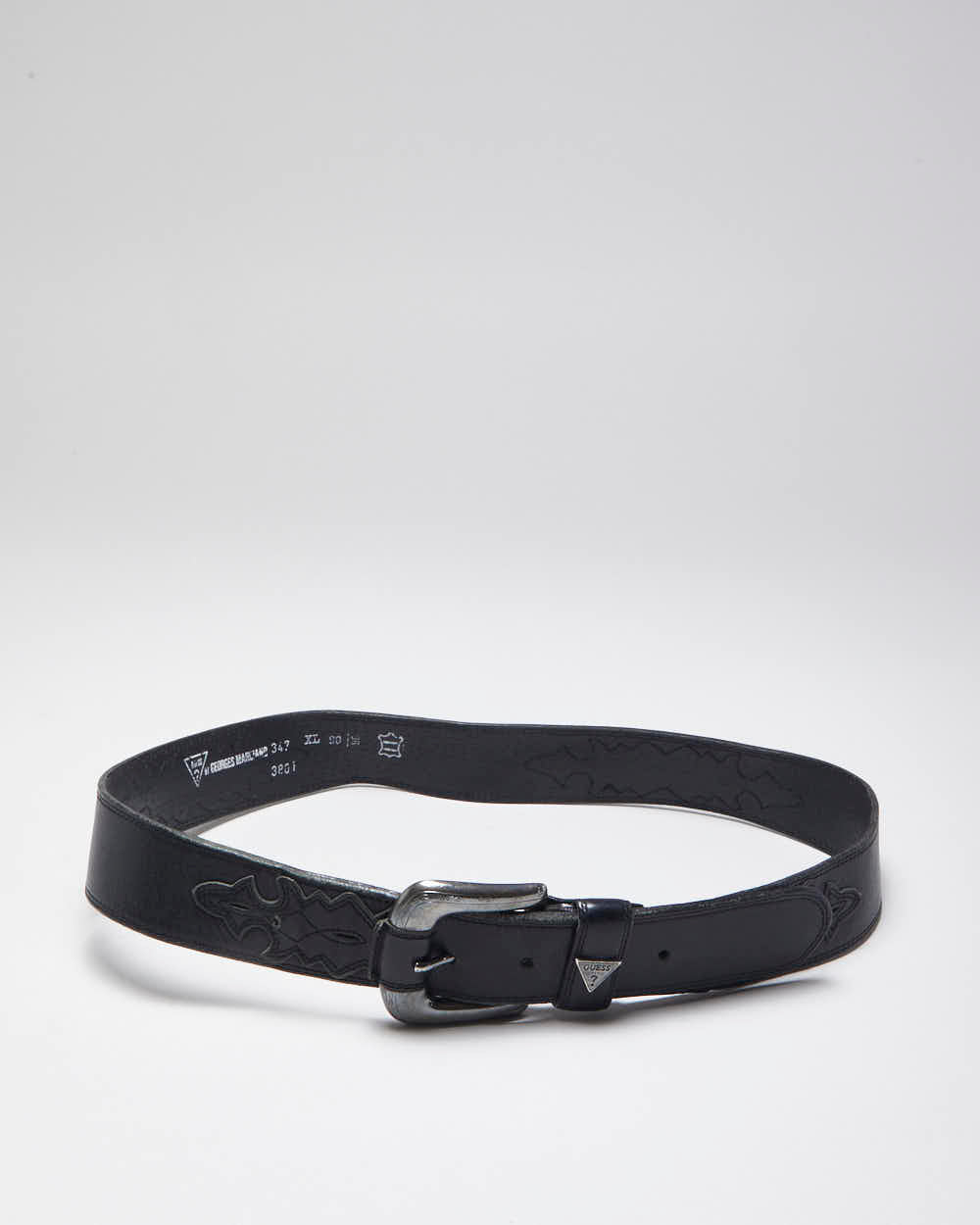 Vintage Y2k 00s Guess Black Leather Belt - W29 - W34