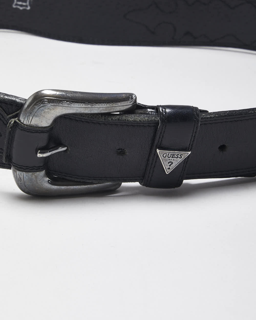 Vintage Y2k 00s Guess Black Leather Belt - W29 - W34