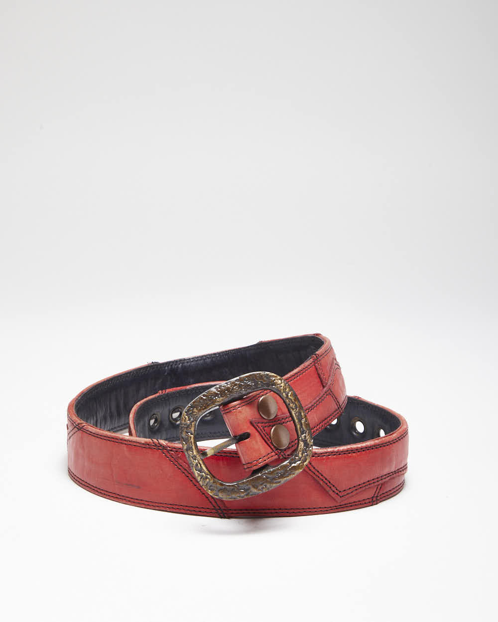 Vintage 90s Red Leather Belt - W31-W38