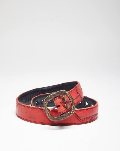 Vintage 90s Red Leather Belt - W31-W38