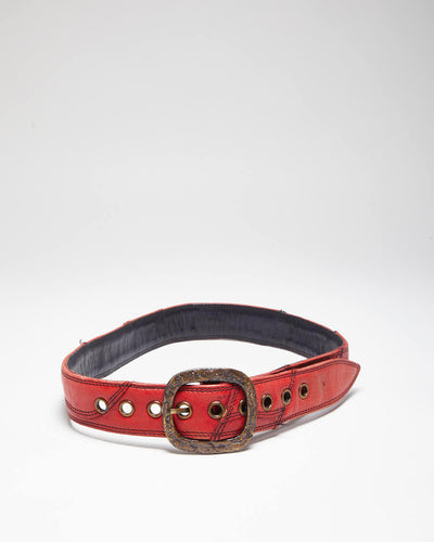 Vintage 90s Red Leather Belt - W31-W38