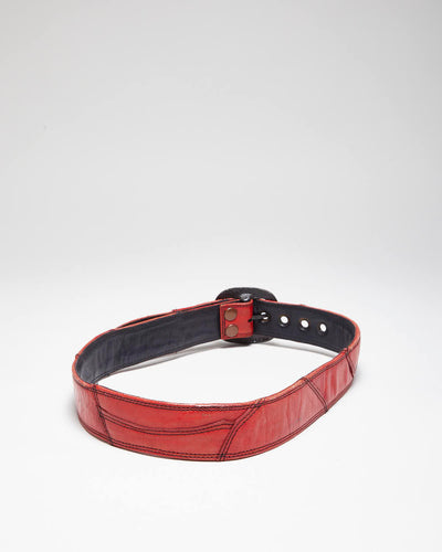 Vintage 90s Red Leather Belt - W31-W38