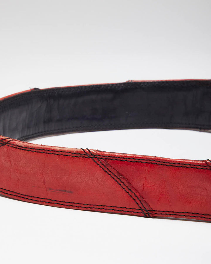 Vintage 90s Red Leather Belt - W31-W38