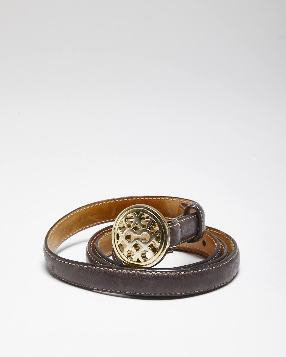 Vintage Y2k 00s Coach Skinny Leather Belt - W33-W37