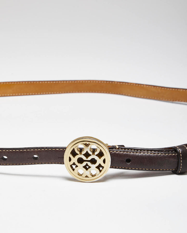 Vintage Y2k 00s Coach Skinny Leather Belt - W33-W37