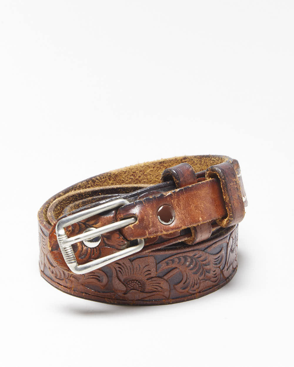 Vintage Western Tooled Leather Belt - W31-W34