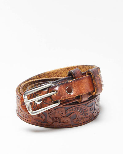 Vintage Western Tooled Leather Belt - W31-W34