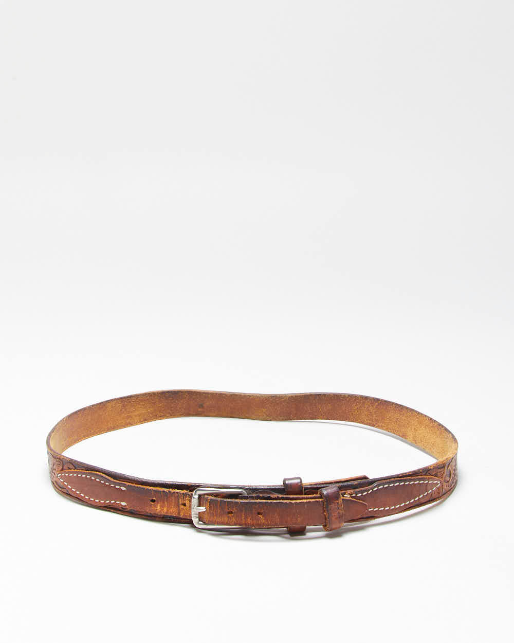 Vintage Western Tooled Leather Belt - W31-W34