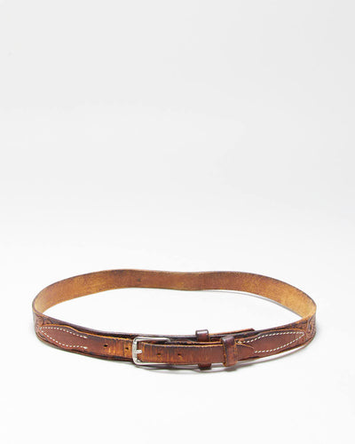 Vintage Western Tooled Leather Belt - W31-W34